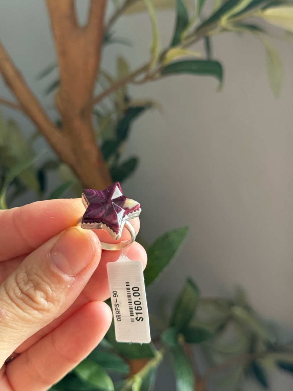 NWT Sterling silver Star-Shaped Purple spiny Gemstone Ring - Picture 5 of 5